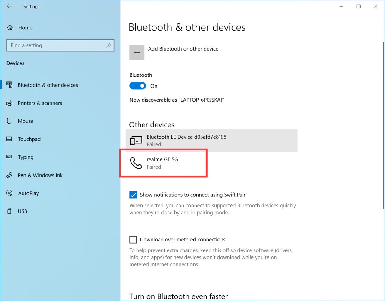 Bluetooth & other devices to laptop